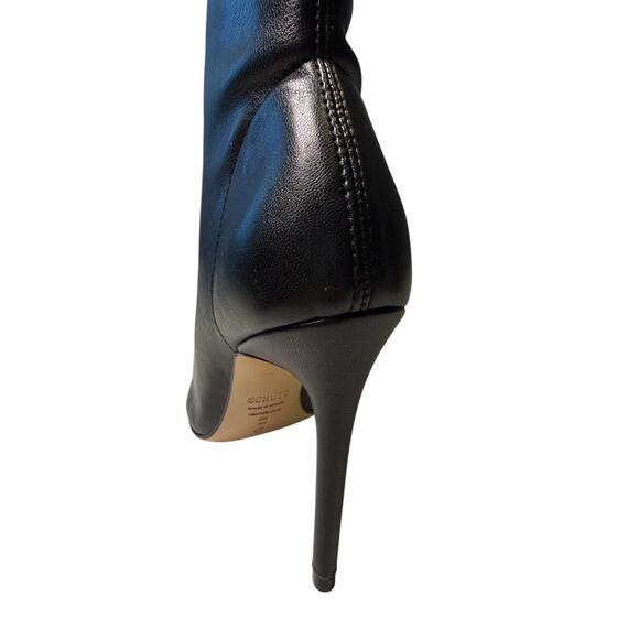 Schutz Black Nappa Leather Lace-Up Stiletto Ankle Boots | Size 5B Pointed Toe - Picture 6 of 12